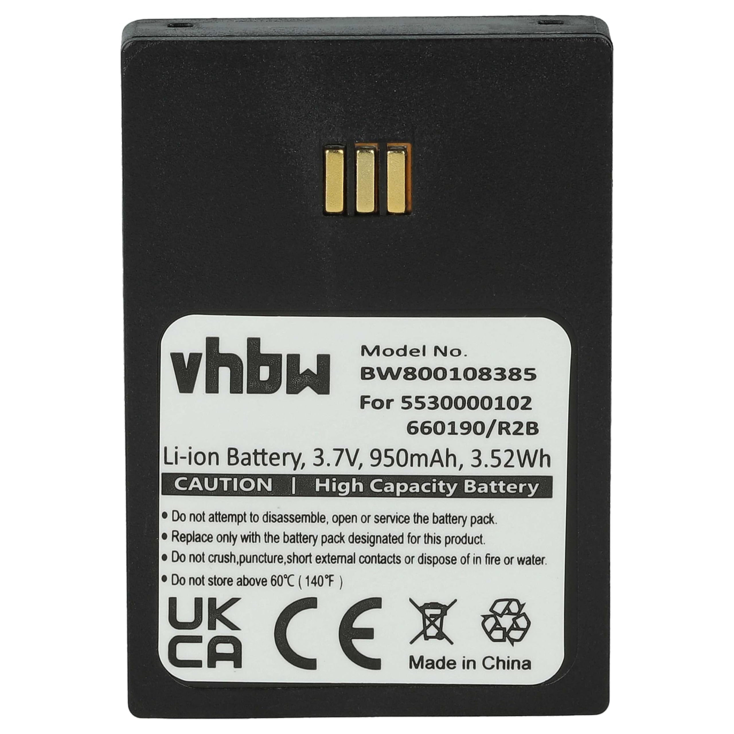 vhbw 5x batteria compatibile con Ascom i62 Protector, i62 Talker telefono fisso cordless (950mAh, 3,7V, Li-Ion) nero