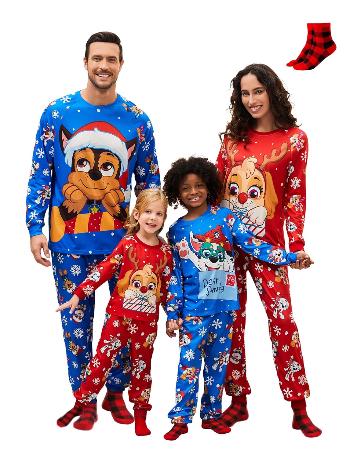 Paw Patrol Family Matching Christmas Pajamas Set for Holiday Mommy and Me Cartoon Print Cozy PJs for Kids & Adults