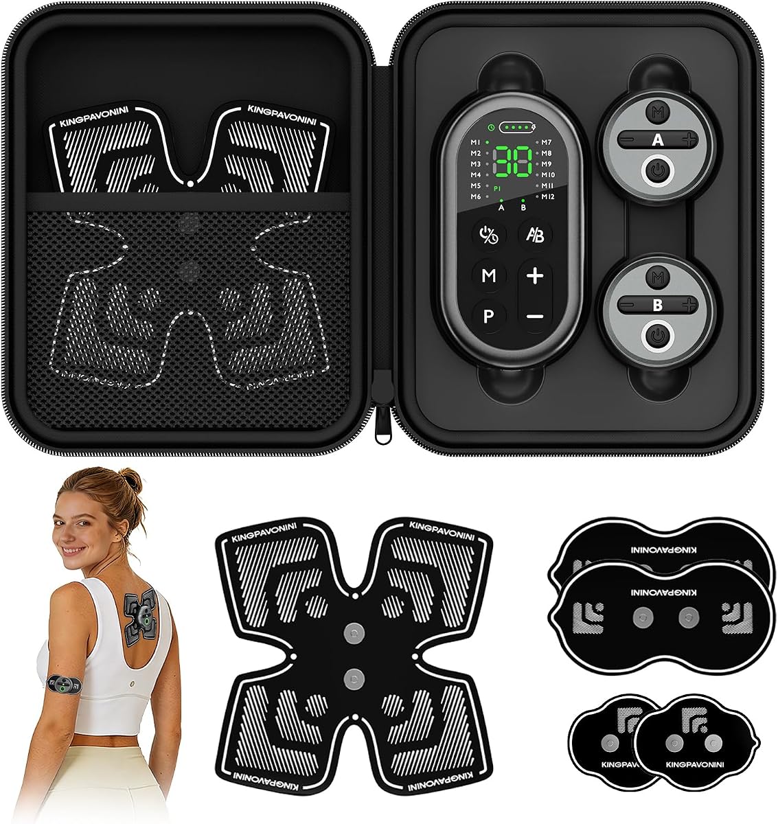 Wireless TENS Unit Muscle Stimulator, XL Pad, Model HZ9151C | 48 Modes, 2 Channel Tens Machine for Sciatica Back Shoulder Pain Relief, Portable for Office Home Travel, Gift for Men Women