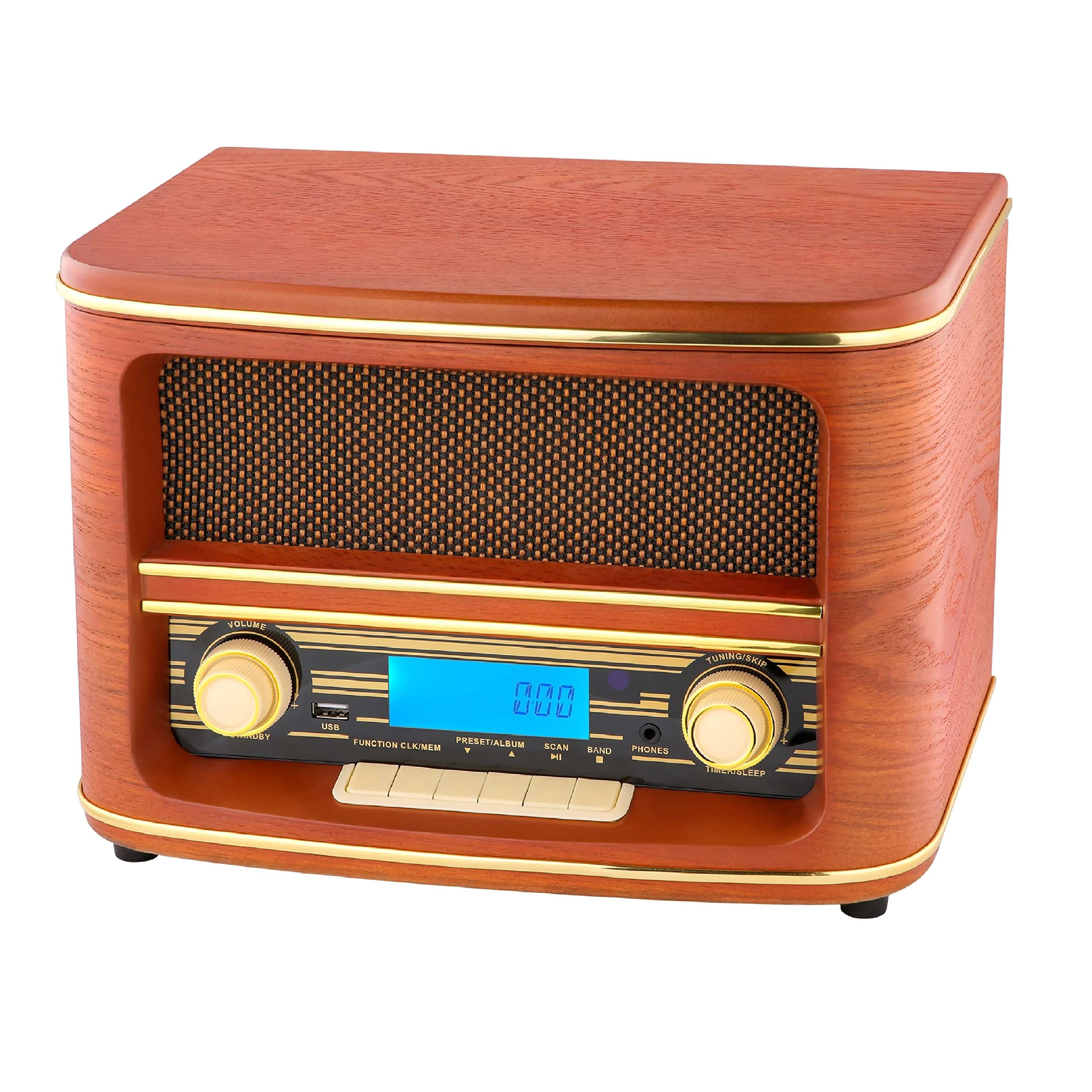 Radio rétro Bluetooth avec CD, USB et écran LCD