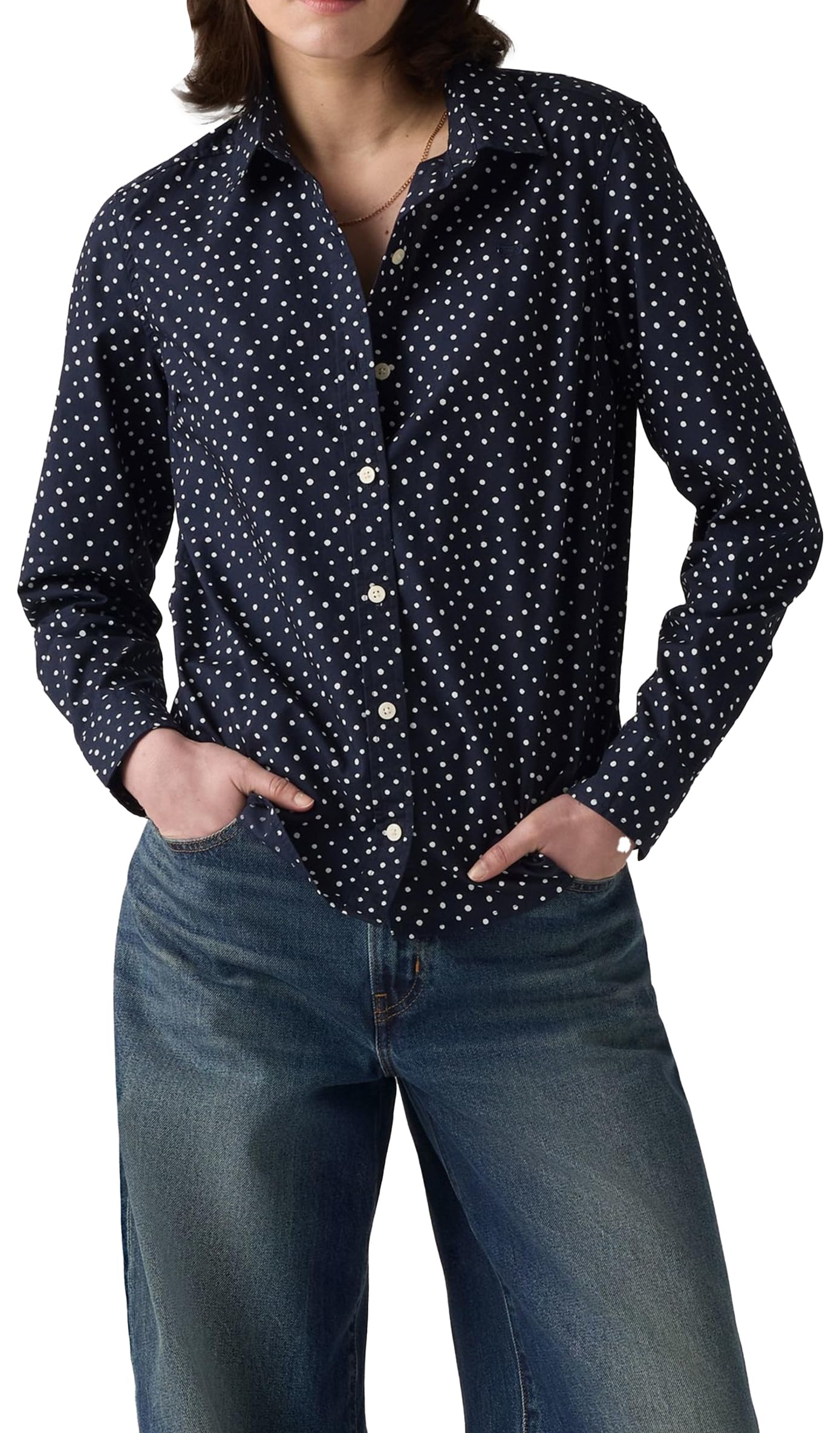 Levi's Women's New Classic Fit Shirt with Button-Down Collar, Marlo Dot_v2 Night S, S