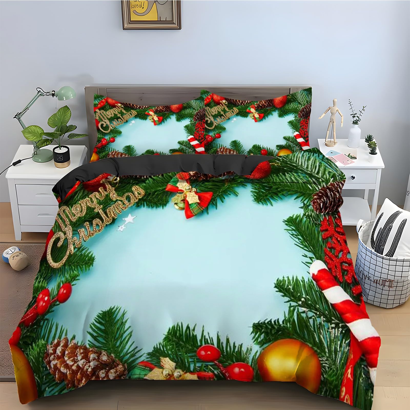 Parure de lit 90x190 boules colorées housse de couette microfibre