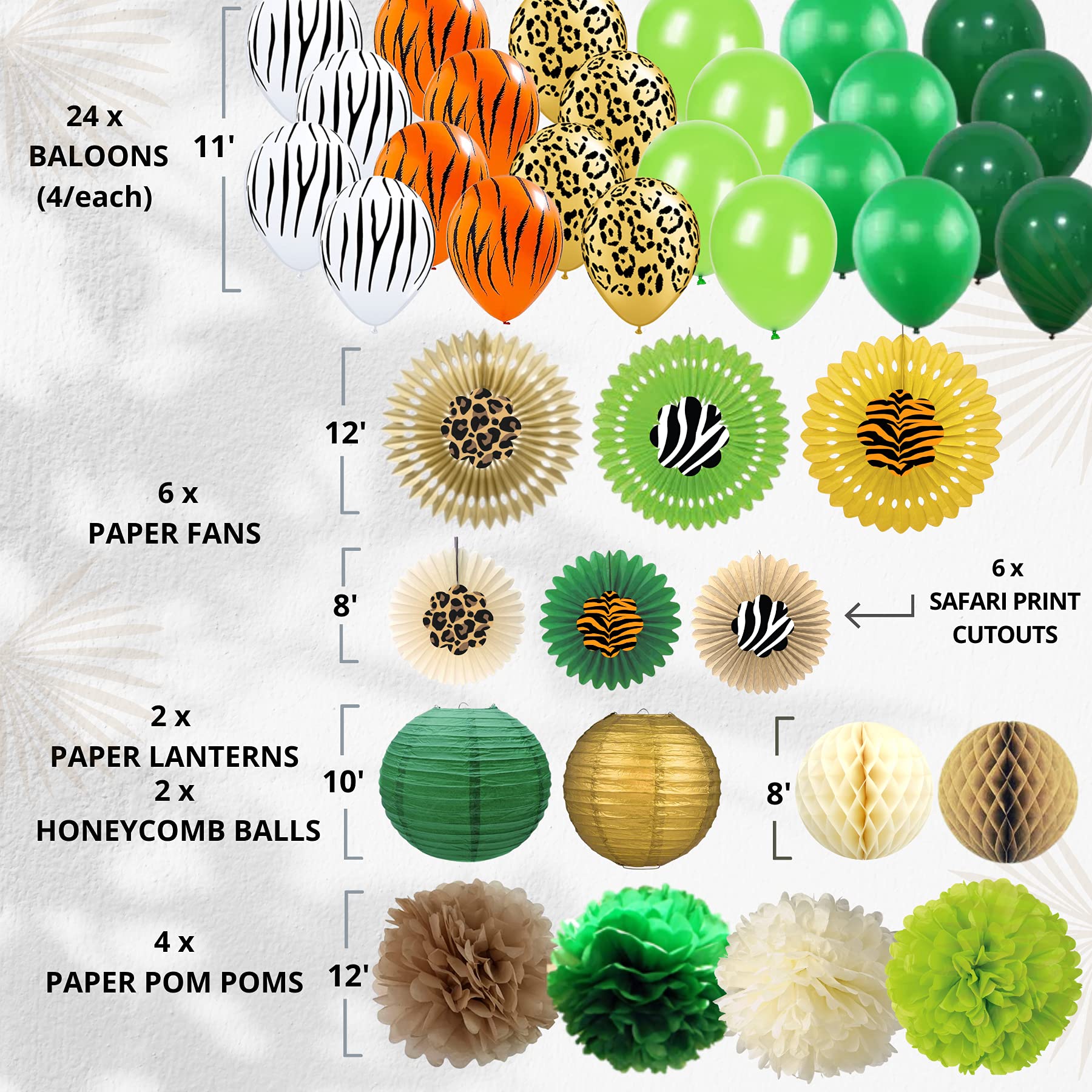 187 pc Jungle Baby Shower Decorations for Boy or Girl Safari Baby