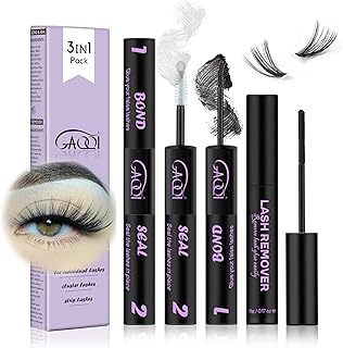 GAQQI Lash Bond and Seal and Remover, Waterproof Lash Clusters Glue Easy to Use 3 in 1 Strong Hold DIY Eyelash Adhesive Kit, Qucik Removal Eyelash Remover, 2 Pcs