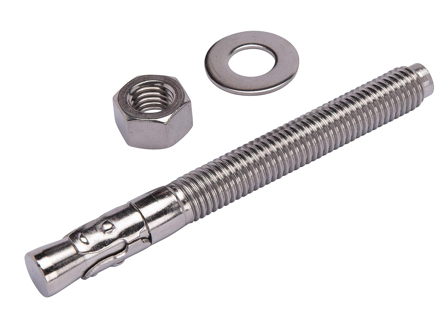 Bolt Dropper 1/2" X 5-1/2" Wedge Anchor (5pc), 18-8 Stainless Steel Corrosion Resistant Commercial Grade Washers and Nuts Included Choose Size