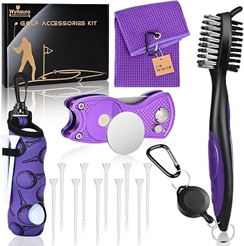 15 Pcs Golf Accessories Kit, Includes Cleaner Brush Towel Tees Golf Ball Bag with Hook Divot Tool with Ball Marker, Golf Essentials Kit for Women Man Gifts