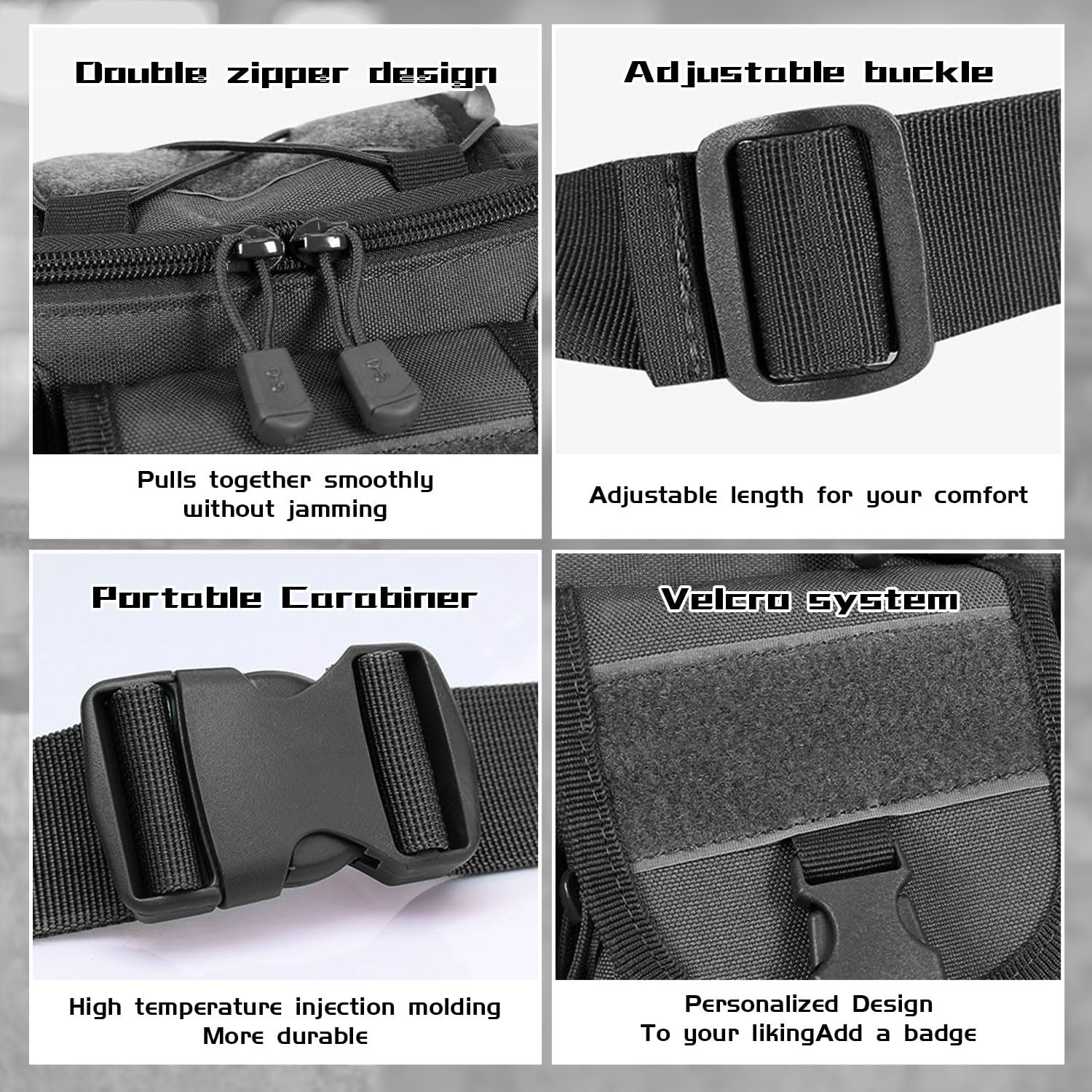 Tactical Fanny Pack, Military Outdoor Waist Bag Belt Packs Hip Bumbag Utility Bags with Adjustable Strap for Cycling Hiking Hunting (Black) - Image 6