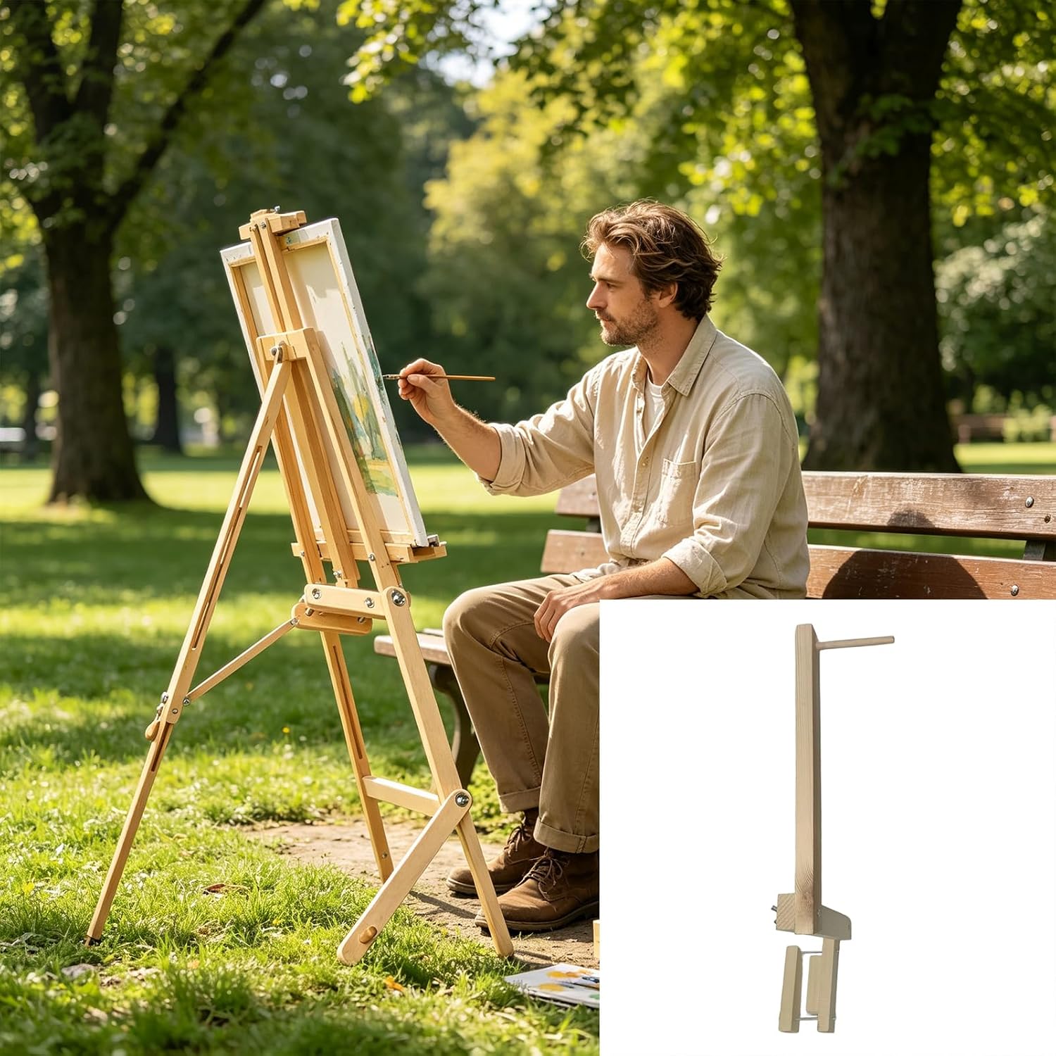 Art Desk Stand, 50cm | Drawing Practice Organizer with Natural Wood Design for Learners, Hobby Makers, and Study Tables