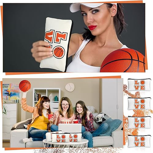 Miniatura 5 de Bolsa de maquillaje de baloncesto de 12 piezas, bolsa de cosméticos con palabras, bolsas de almacenamiento de viaje, estuche de almacenamiento