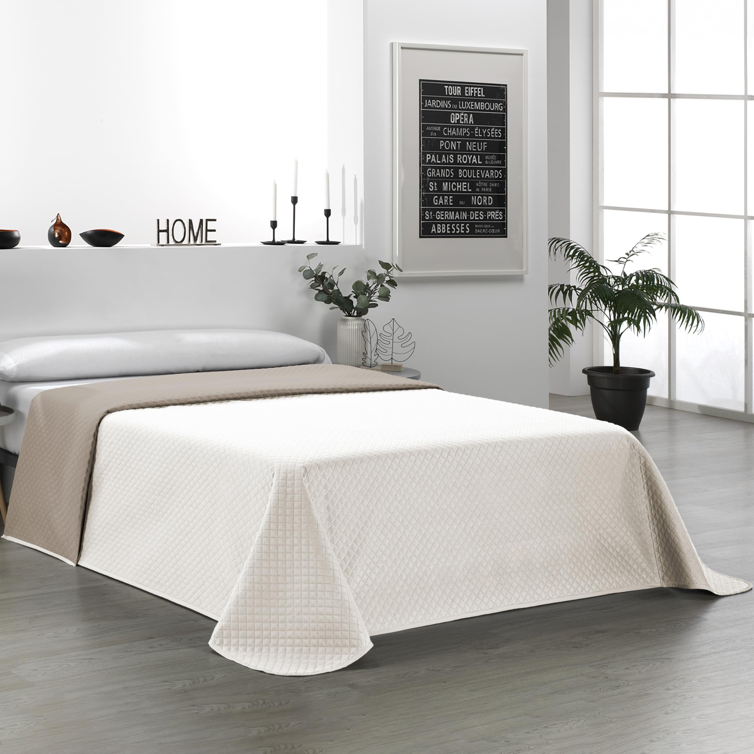 Martina Home Reversible Linen Leather Bedspread for 90 cm Bed