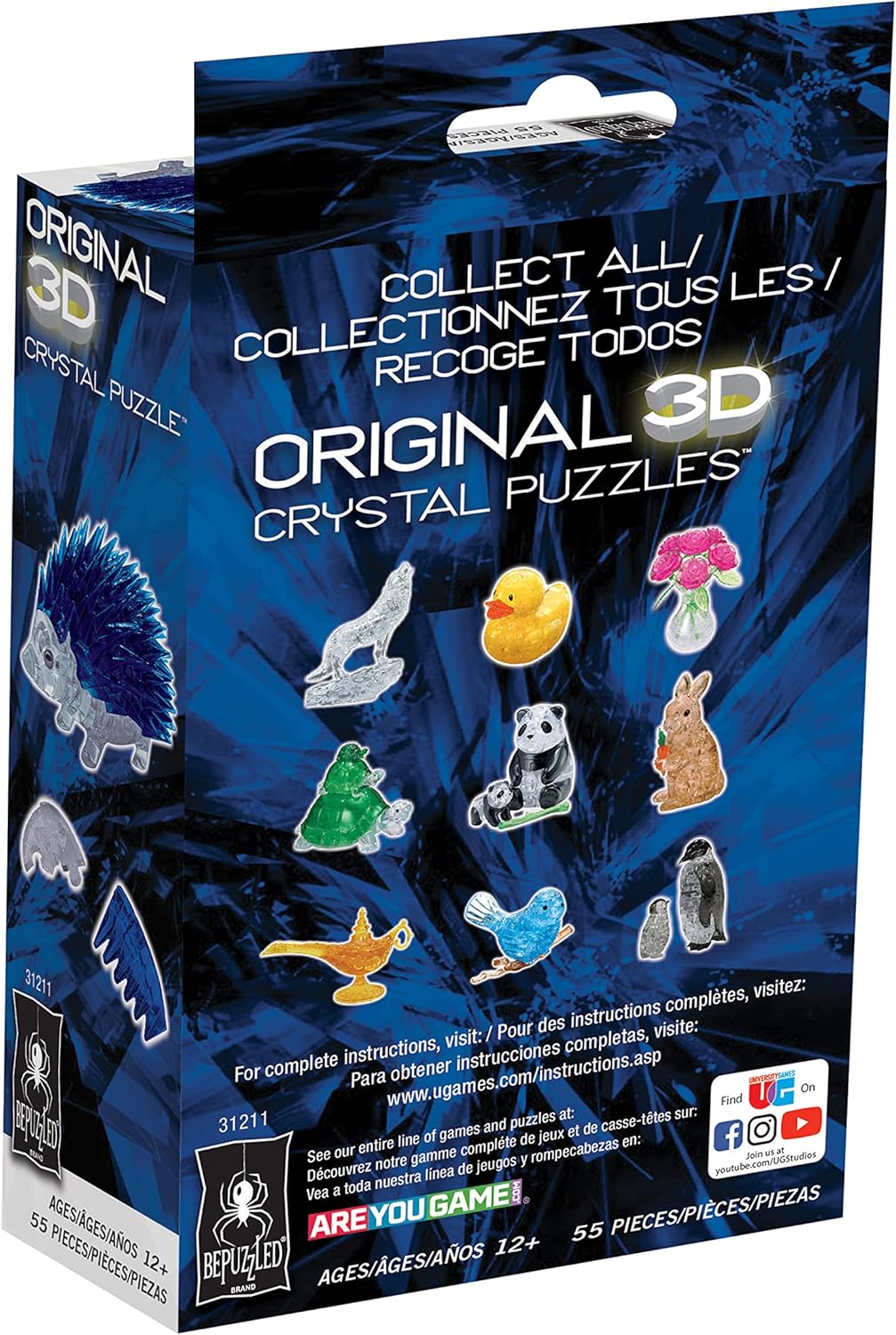 BePuzzled | Hedgehog Standard Original 3D Crystal Puzzle, Ages 12 and Up