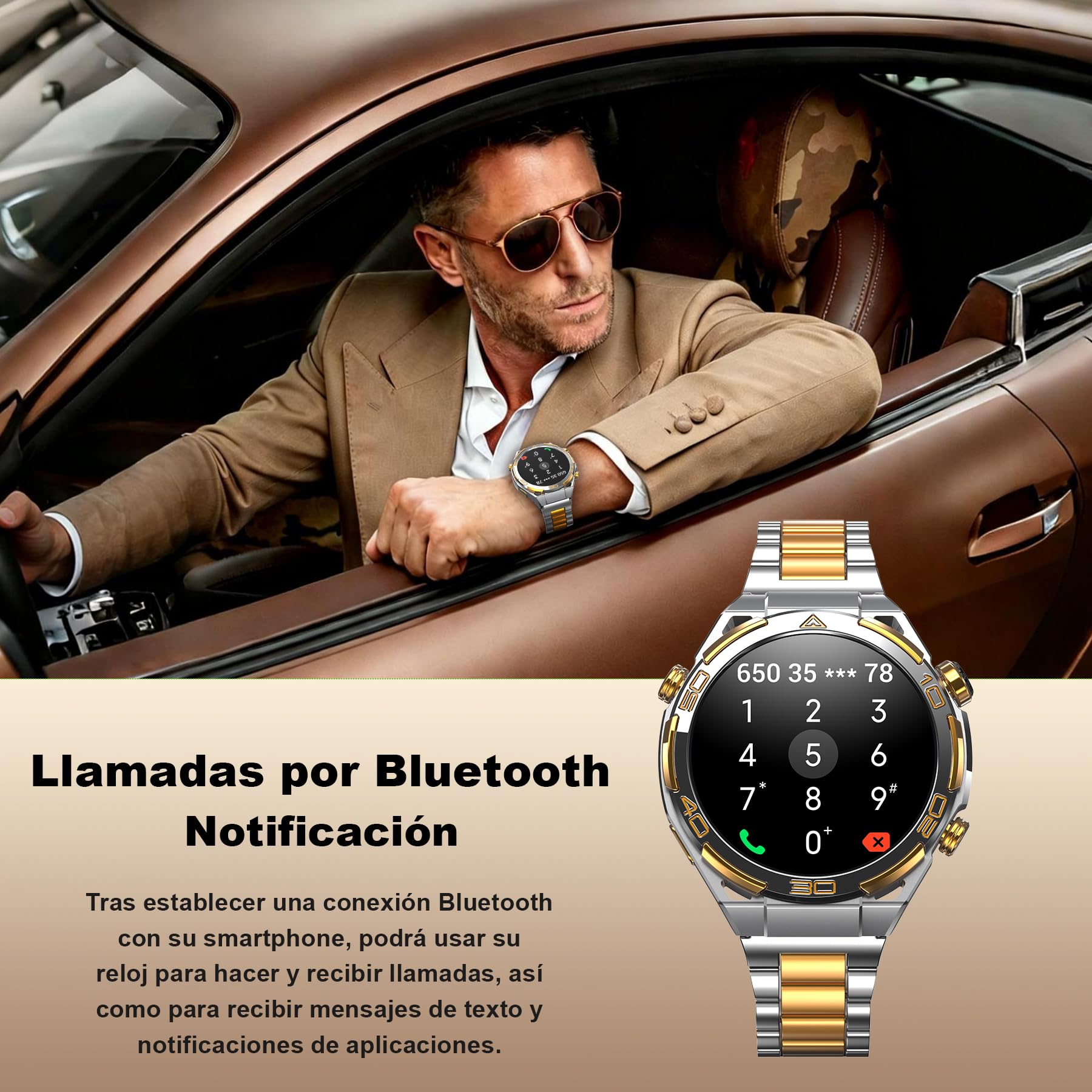Reloj Inteligente con GPS, AI, Linterna, Brújula, 1.43" AMOLED Pantalla Siempre Activa, Smartwatch Hombre con Notificación Llamadas Bluetooth, 100+ Modos Deportivos, Reloj Inteligente para Android iOS