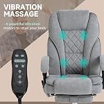Vinsetto chaise de bureau de massage avec repose-pieds, chaise de jeu inclinable Velvet 6 Point de vibration, Hauteur réglable, Fonction d'inclinaison, Gris