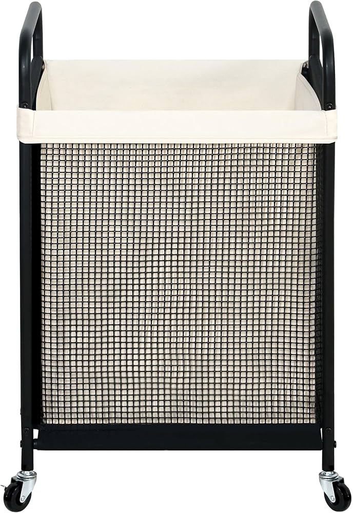 STO STO Laundry Hamper, 90L Rolling Laundry Sorter Cart with Removable and Washable Liner Bag, Rolling Clothes Hamper with Metal Handle for Laundry Room and Bedroom