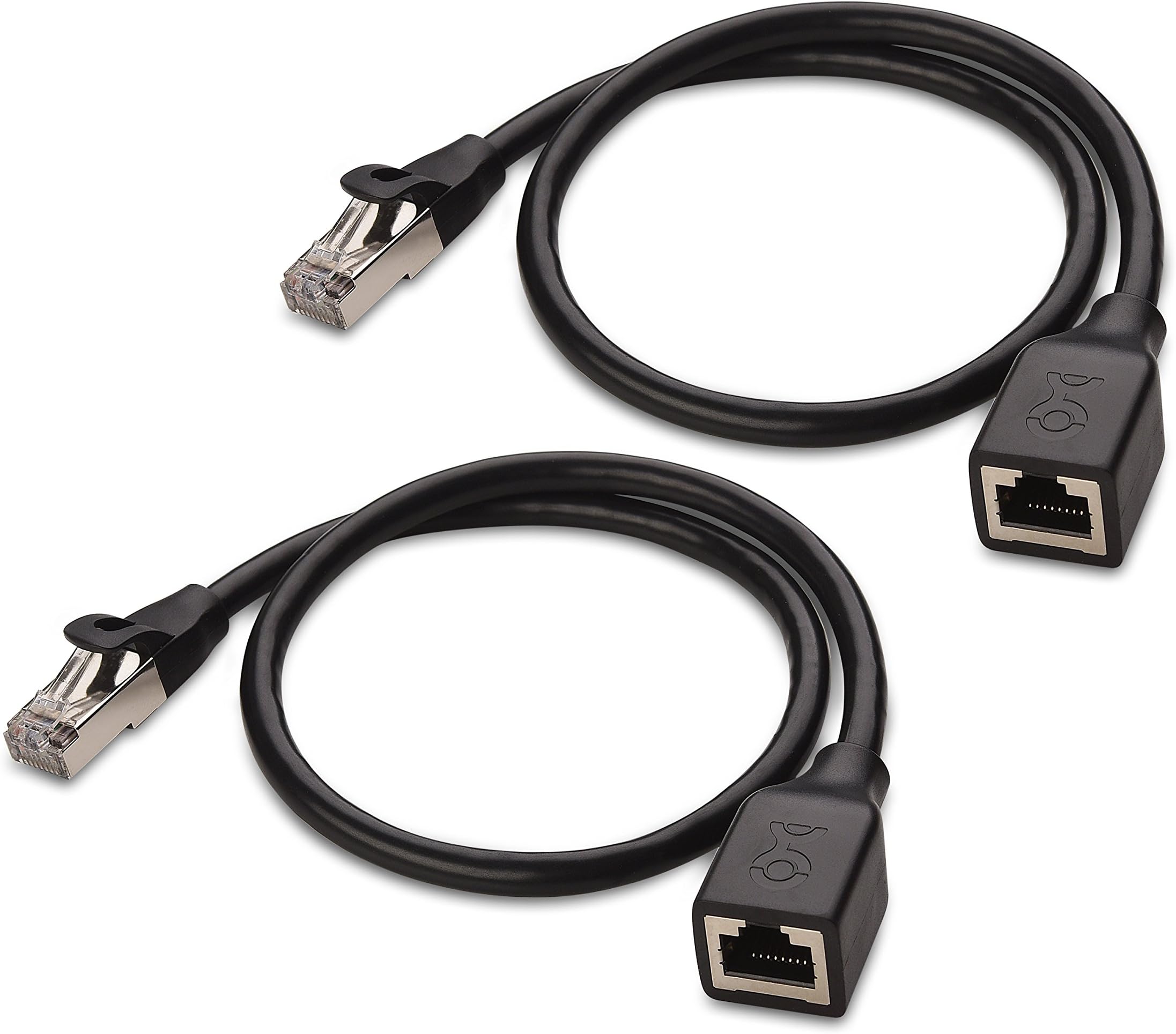 Cable Matters 10Gbps 2-Pack Short Shielded Cat 6 Ethernet Extension Cable - 1.5ft (Shielded Ethernet Extender, Cat6 Extension Cable)