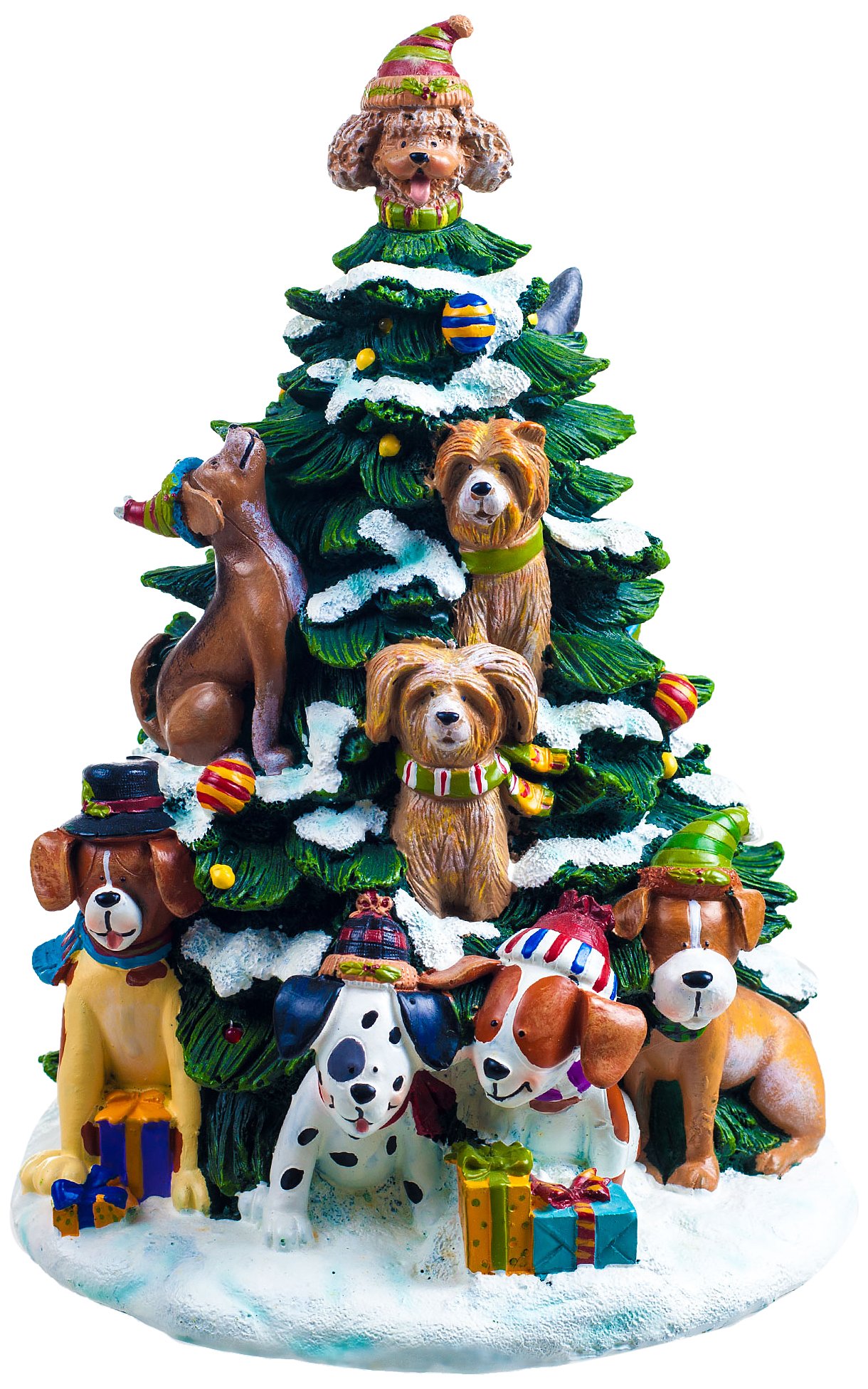 Holiday Dogs Lighted Tree Figurine