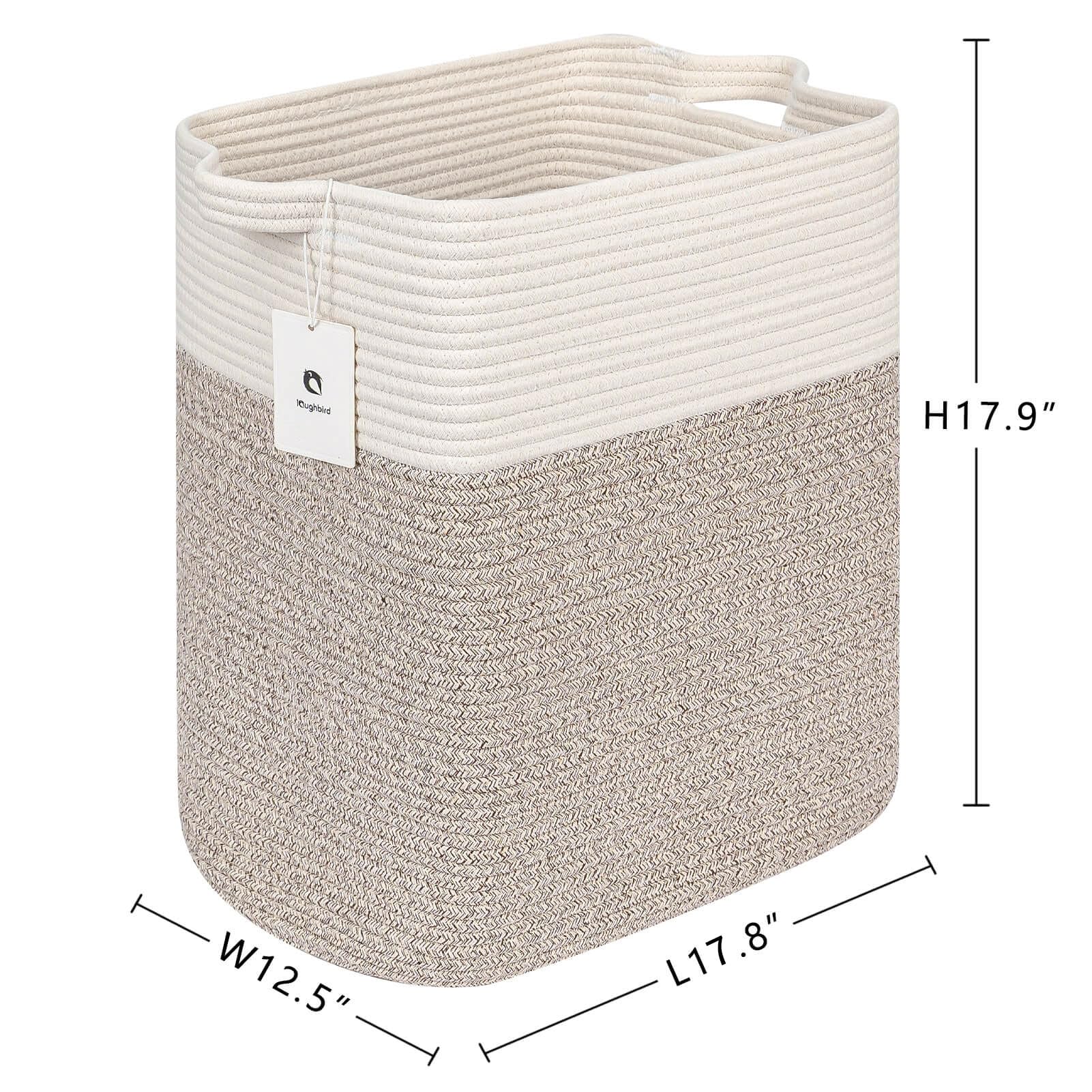 Laughbird Extra Large Tall Basket Folding Bamboo Rectangle Handle Bins