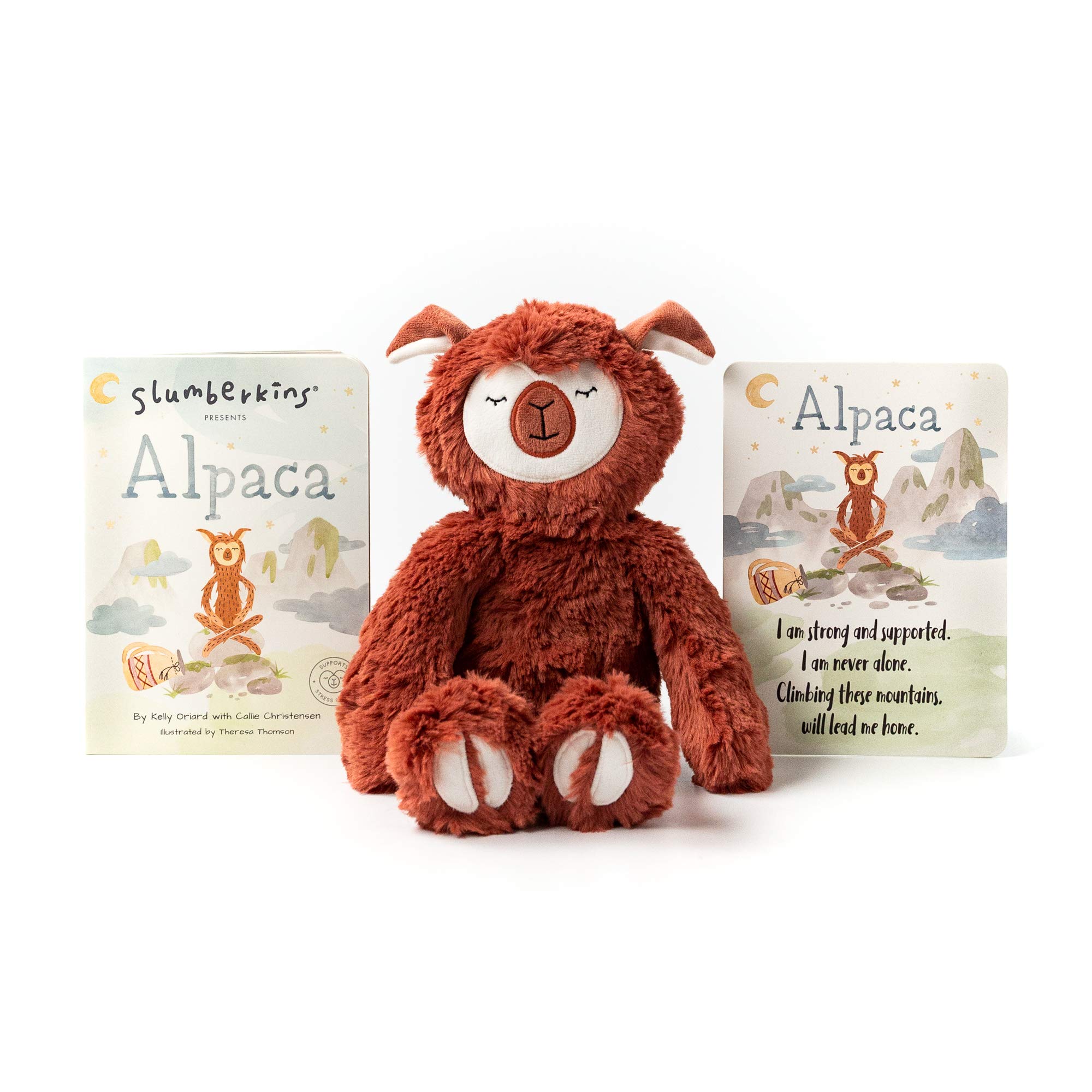 Slumberkins Copper Alpaca Kin & Board Book | Teaches Children Stress Relief | Social Emotional Tools for 0+