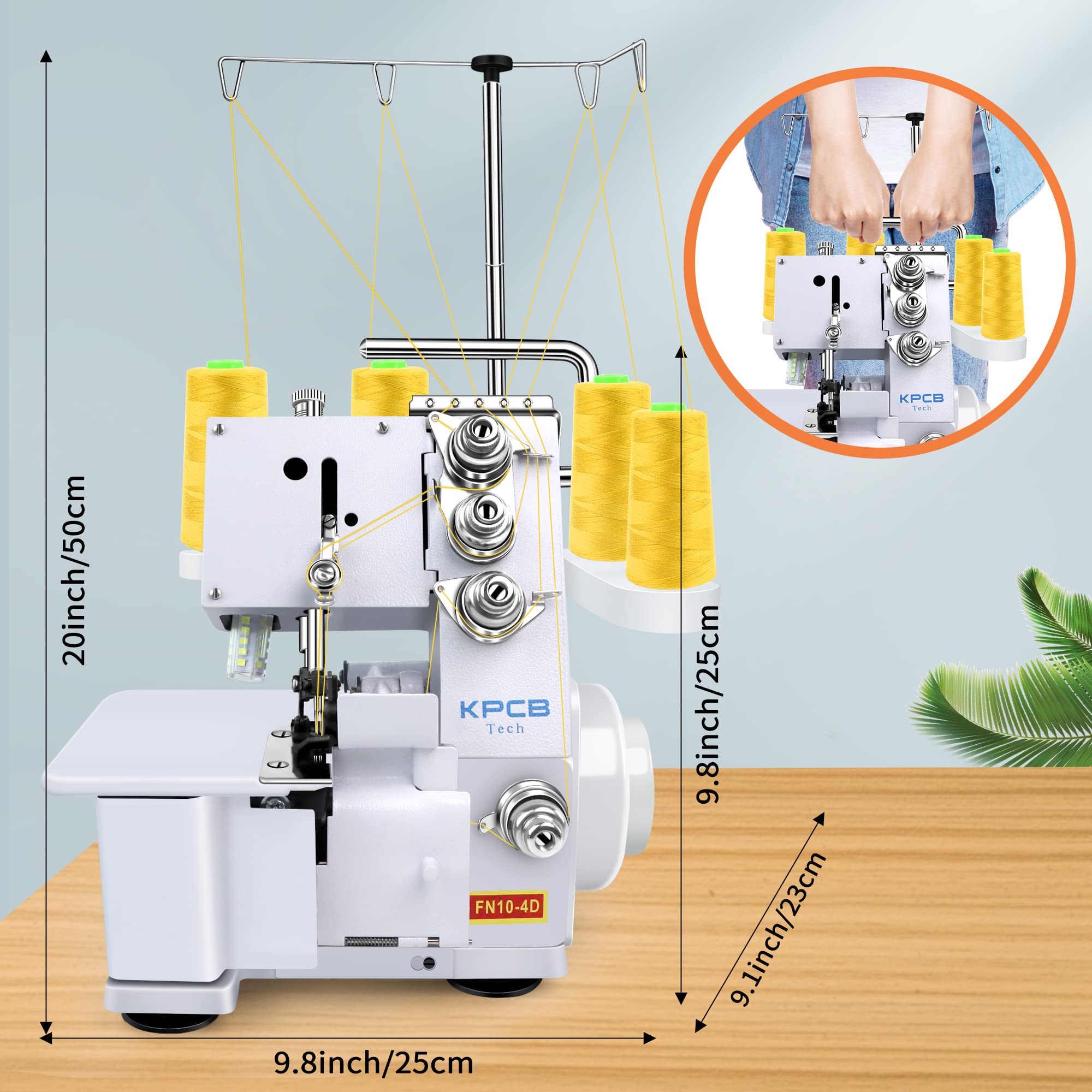 KPCB Machine à coudre surjeteuse 3/4 fils avec kit d'accessoires