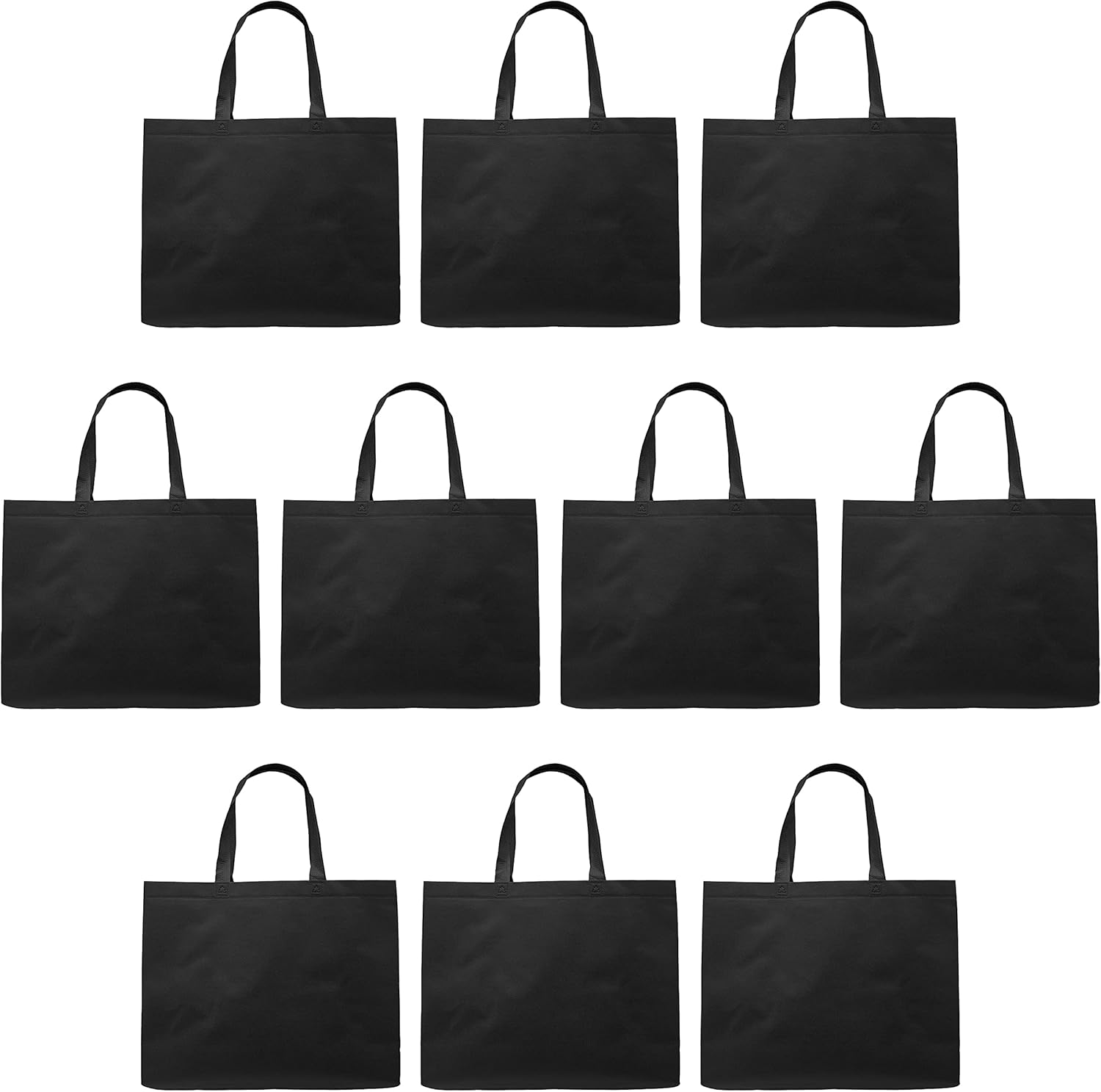 DISCOUNT PROMOS Jumbo Sized Tote Bags Set of 10, Bulk Pack - Reusable Grocery Bags, Shopping Bags, Promotional Item Totes for Women, July 4th Giveaway - Black