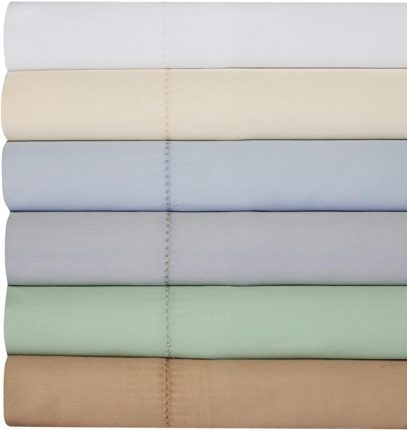 Cotton Bed Sheets Set - Hemstitch Bedsheet 500 Thread Count 100% Cotton King Sheet Set, 4-Piece Bedding Set, Elastic Deep Pocket Fitted Sheet, Taupe