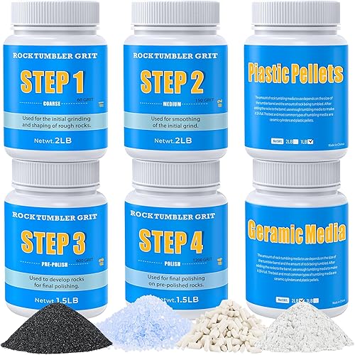 Rock Tumbler - Kit de recambio de grano y pulido, 10 libras, paquete de valor supremo con pellets de cerámica y plástico, pule hasta 70 libras de