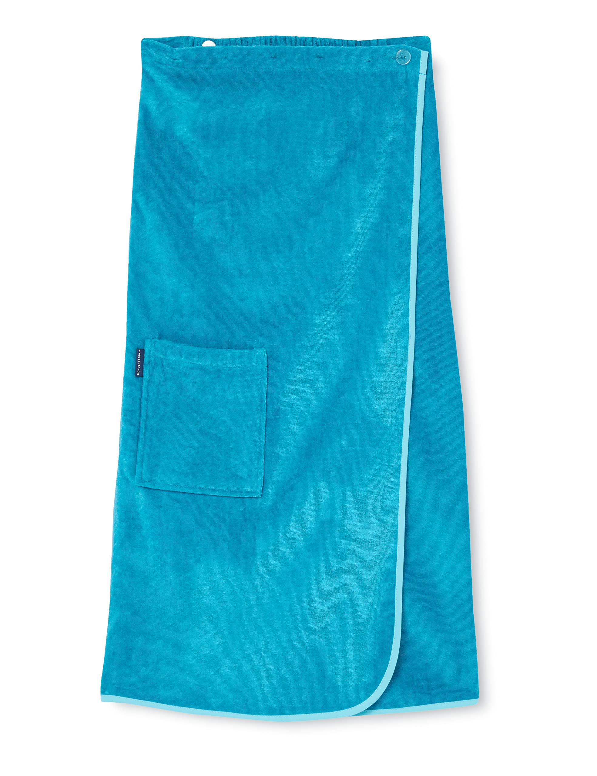 Morgenstern Toalla Mujer Playa con Botón y Banda Elástica Toalla de Pie Sauna Pareo Algodón 90x150 cm Azul/Verde