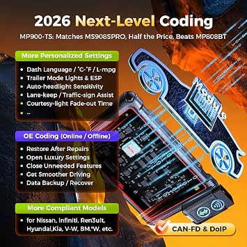 Autel Scanner MaxiPRO MP900-TS, 2026 MP900TS Full TPMS Scan Tool as MS906Pro-TS, Advanced ECU Coding, 40+ Services, 3000+ Bidirectional Tool, Auto Scan 2.0, DoIP CANFD, Upgrade of MK900TS/MS906TS