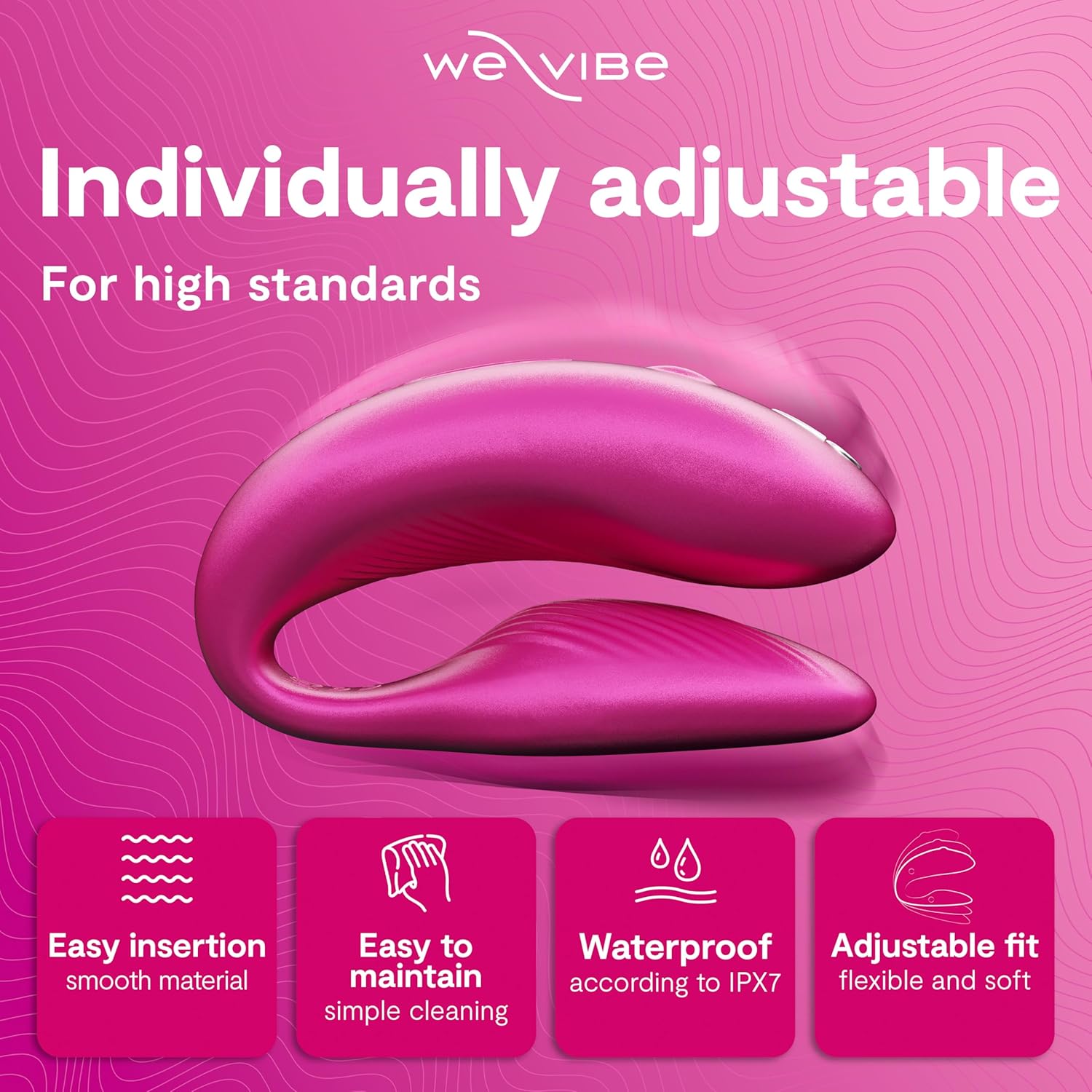 We-Vibe Chorus Vibrating Sex Toys for Couples | Remote Control Vibrator | Wearable App Controlled Adult Toys for Women | G Spot, Clit & Penis Sexual Stimulation Device | Clitoral Couples Gift |Pink