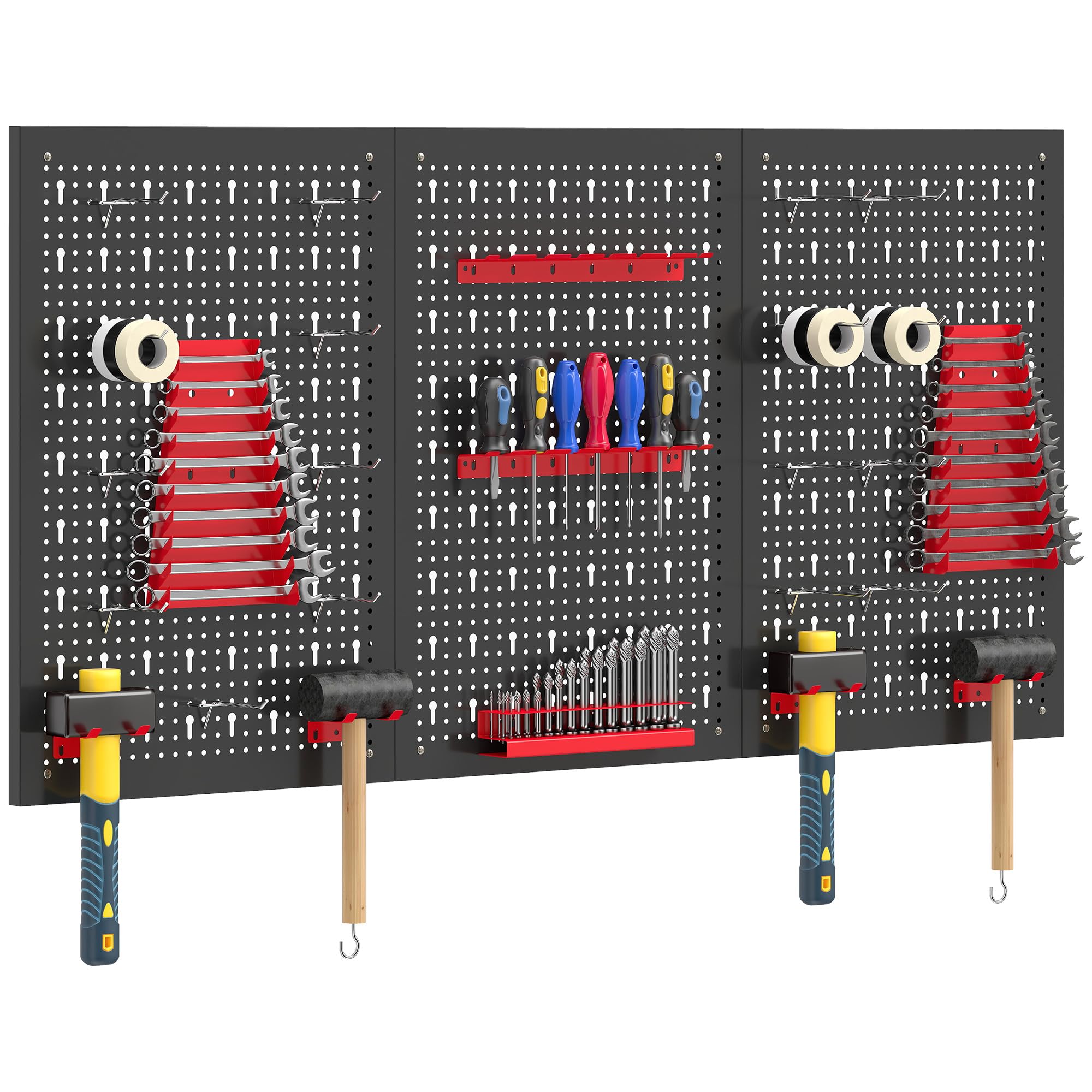 Homcom 28 Pcs Wall-Mounted Pegboard With Hooks And Storage Shelves from B&Q