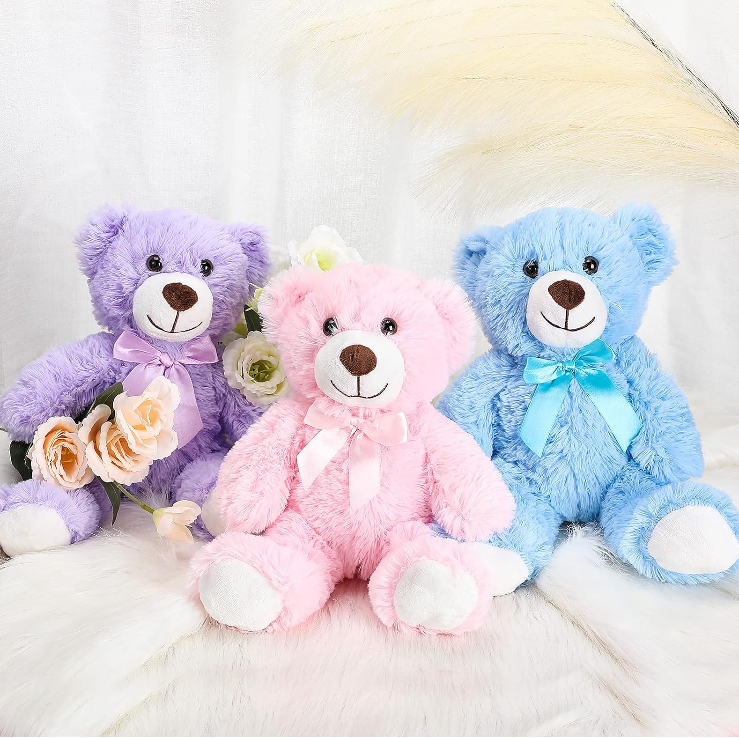Zomiboo 7 Packs Plush Bear Stuffed Animals Plush Soft Cute Stuffed Dolls Birthday Party Decorations(Cute Colors)