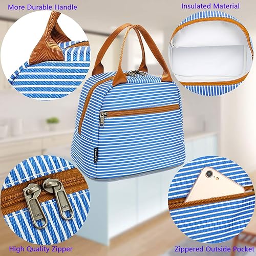 Miniatura 5 de FlowFly Bolsa tote de almuerzo con asas, aislada, conserva el frío, para mujeres y hombres, Royal