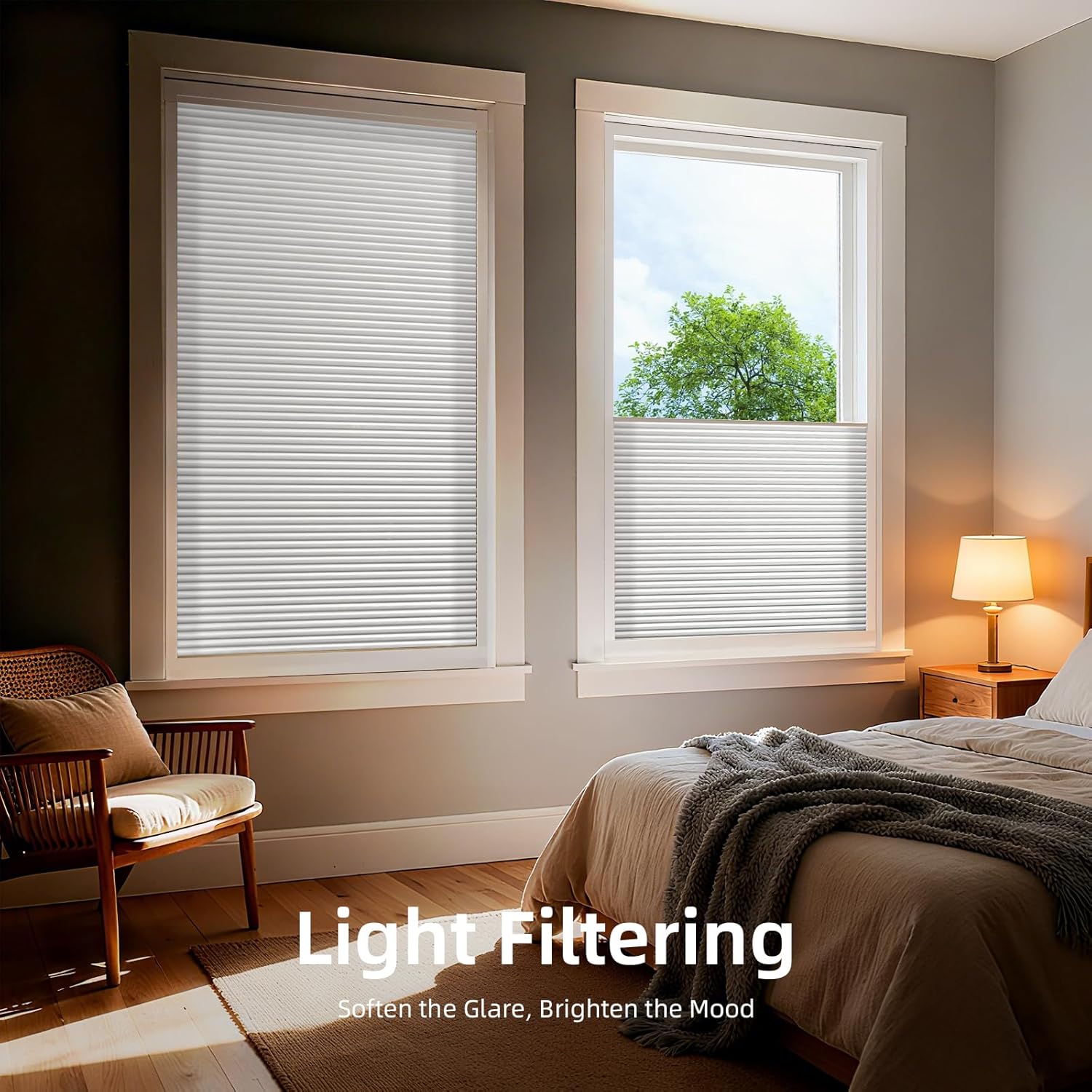 ZSTARR Motorized Skylight Shades Blackout Cellular Honeycomb Electric Blinds with Solar Panel Cordless Rechargeable with Remote for Roof and Slanted Windows Custom Size (LF White)