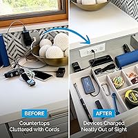 Vista 3 de Docking Drawer Toma de corriente con cuchilla en el cajón, apagado de seguridad integrado, (2) USB-A y (2) 15 amperios de CA, negro