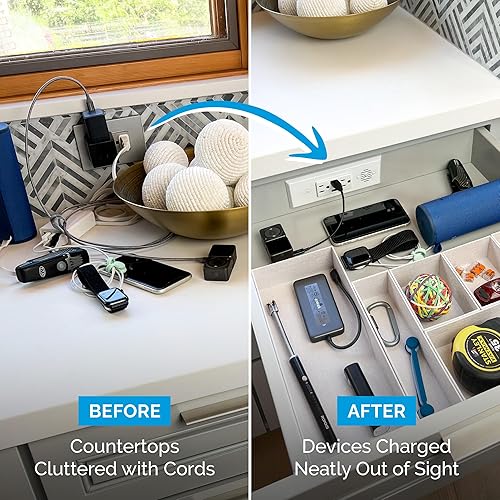 Miniatura 3 de Docking Drawer Toma de corriente en el cajón. (2) salidas de CA de 15 amperios con (2) puertos USB-A. Negro