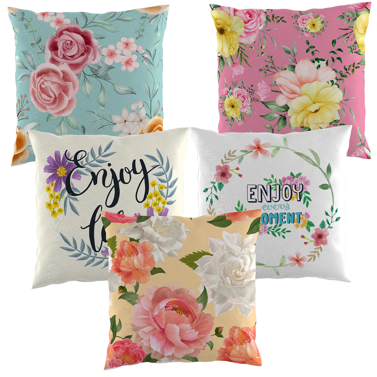 SCPmarts Flower Printed Cushion Cover Home Decorative Pillow Cushion Covers for Sofa Soft Solid Square Throw Pillow Cushion Covers Satin Cushion Covers Set of 5 Size 16 x 16 Inch (Design 4) (B0CZ3PR47W) Amazon Price History, Amazon Price Tracker