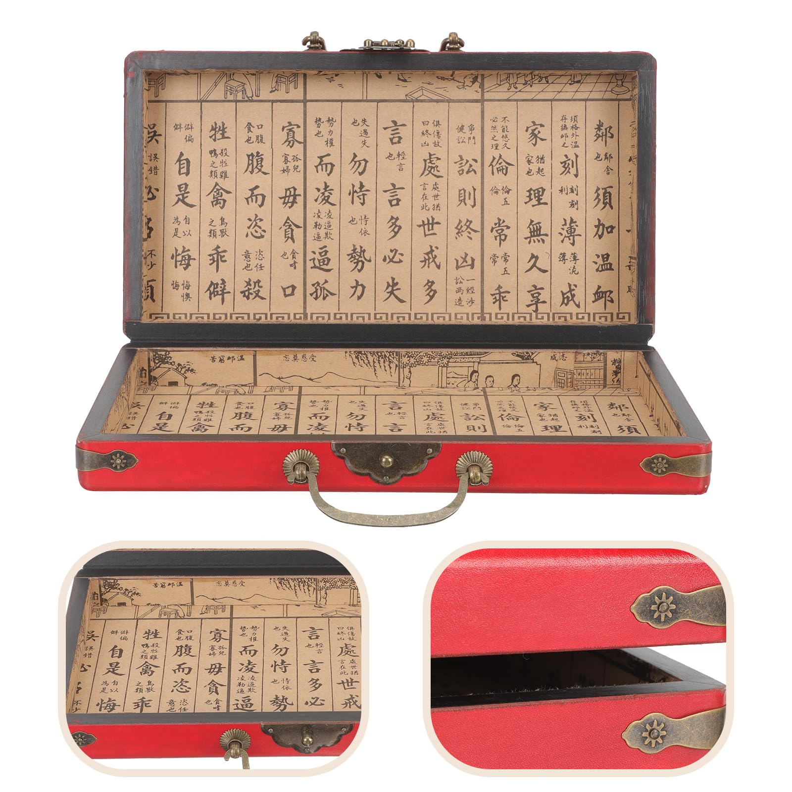 TOPBATHY Scatola Portaoggetti per Mahjong in Legno Naturale Robusto Fibbia, Design Maniglia Portatile, Contenitore Multiuso per Casa e Negozi, Scatola per Trasporto del Mahjong Delicata