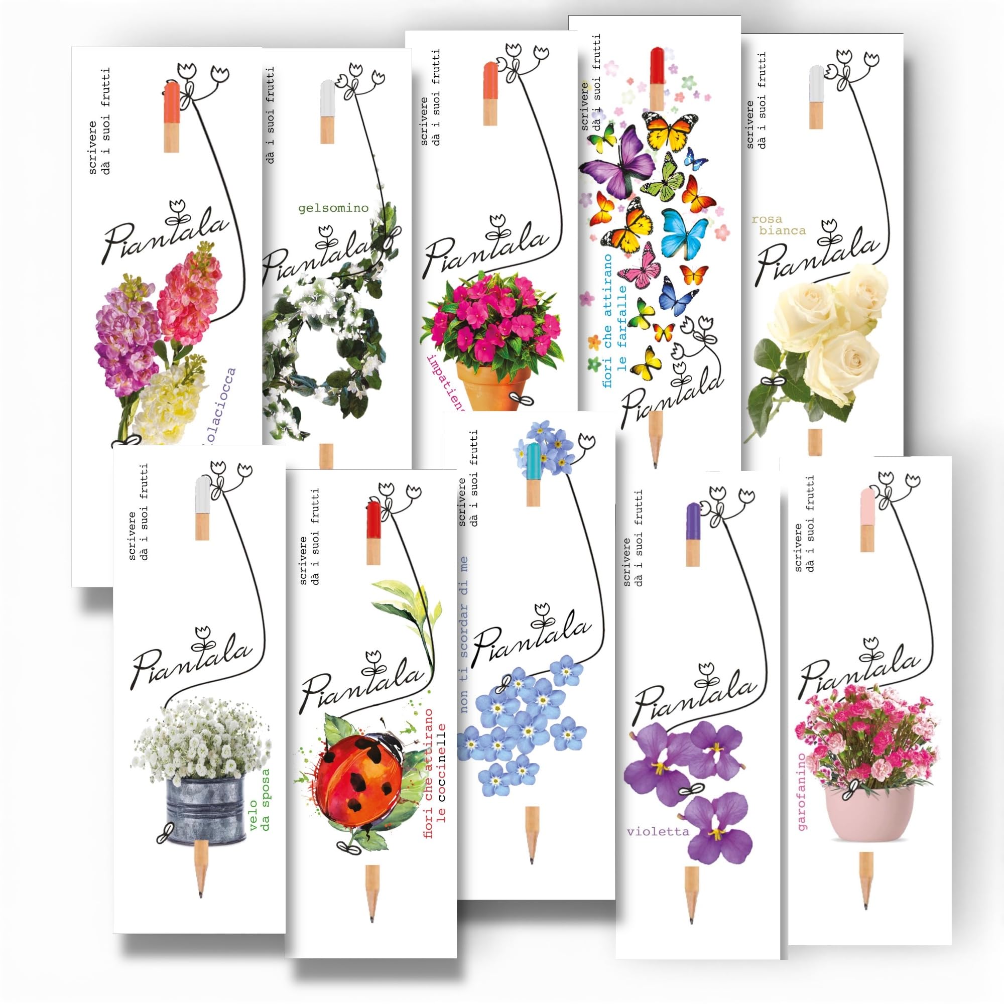 Value Pack 10 Pezzi: Matite Piantabili Con Semi Di Fiori Impollinatori – Kit Ecologico Per Bomboniere, Segnaposto O Regali Green Di Natale - 3
