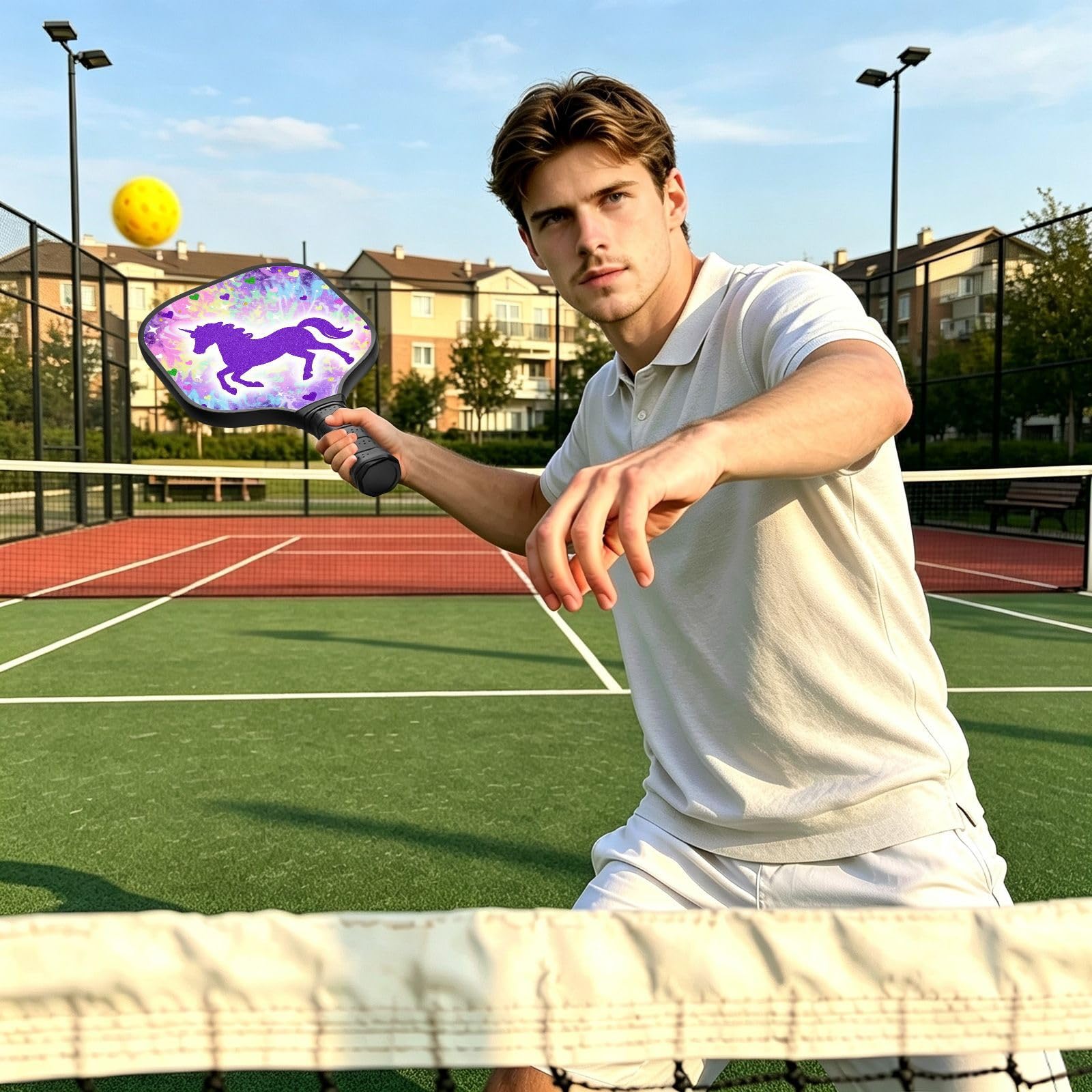 Nebula Purple Equine Layout Textured Carbon Pickleball Paddle
