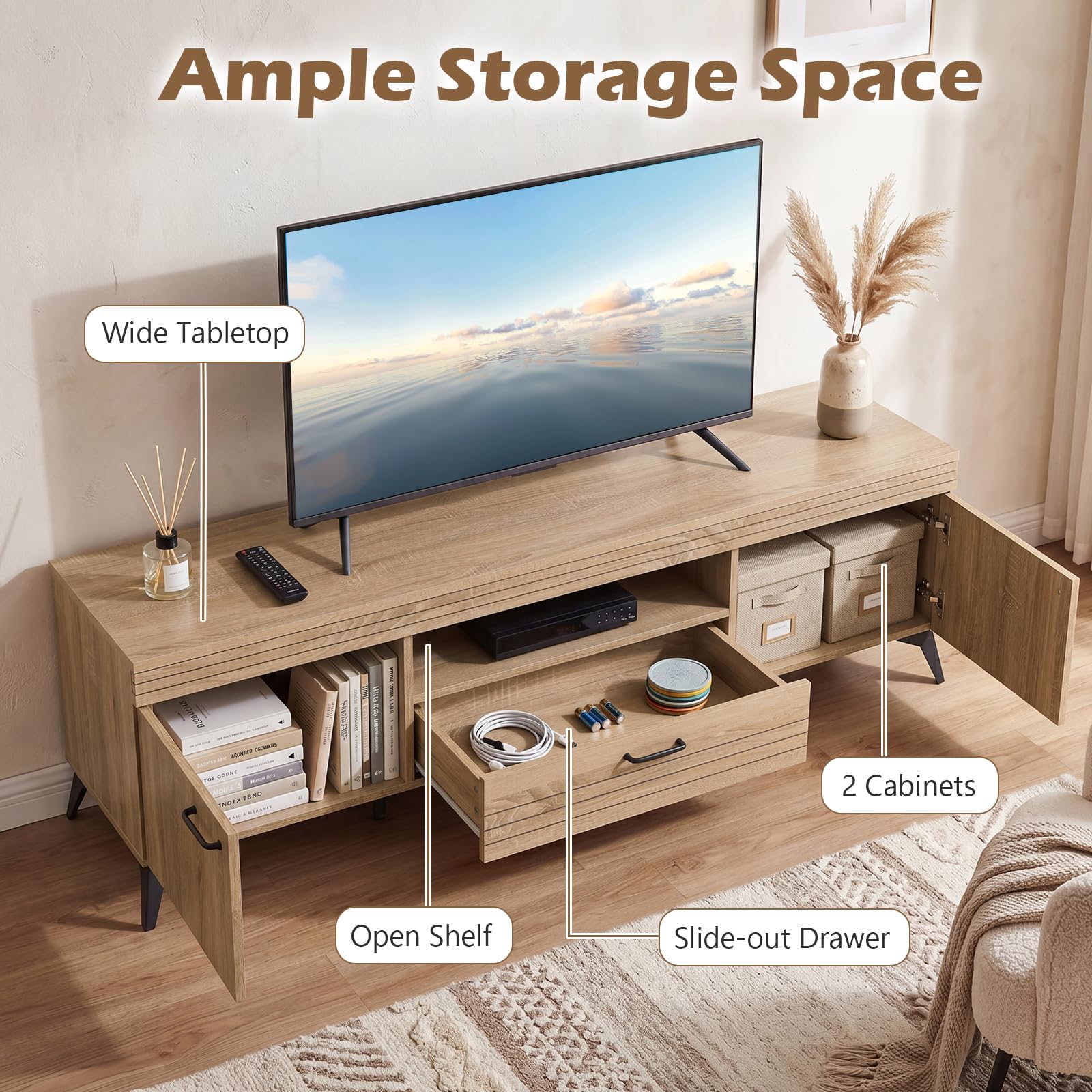 Amazon.com: Tangkula Mid Century Modern TV Stand for TVs up to 65