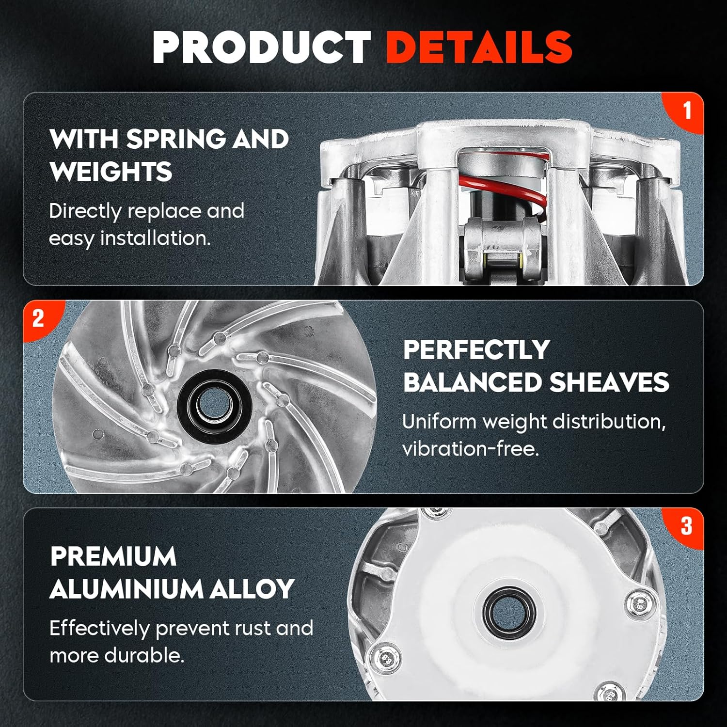 Primary Drive Clutch Fit for Polaris Sportsman 1000/550/ 850 2011-2016, Scrambler 850 2013-2014 XP HO Touring EPS 1322953 with Spring & Weights ATV Clutch