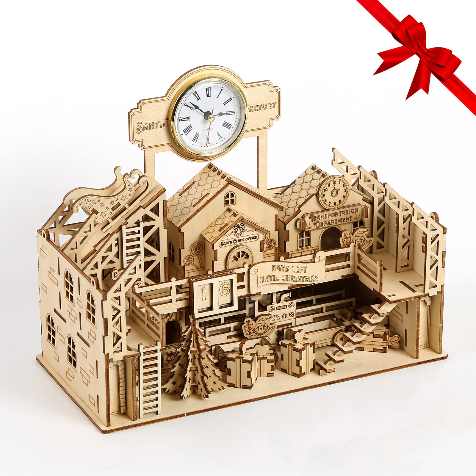 Photo 1 of **STOCK PHOTO FOR REFERENECE)3D Wooden Puzzle Santa's Workshop House Model Kit DIY Home Decoration Stunning Easter Christmas Birthday Gifts for Adults and Teens (Santa’s Factory)