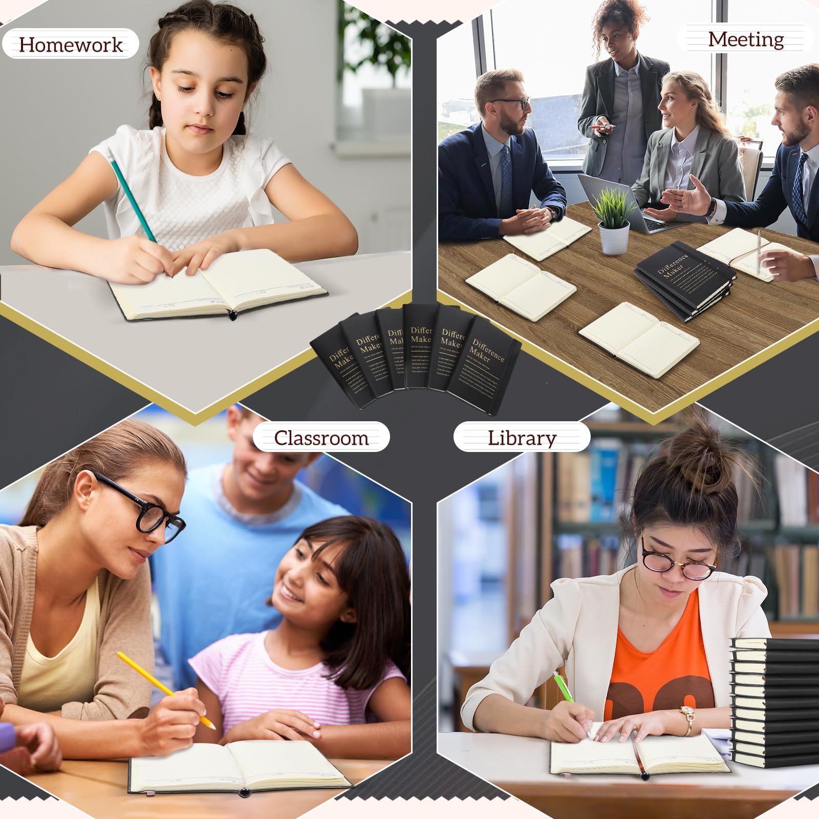 Chiisong 24 Pcs Employee Appreciation Gifts A6 Small Leather Journals Bulk Inspirational Different Maker Notebook Thank You Gift for Women Leadership Coworker Team Staff Christmas (Black)