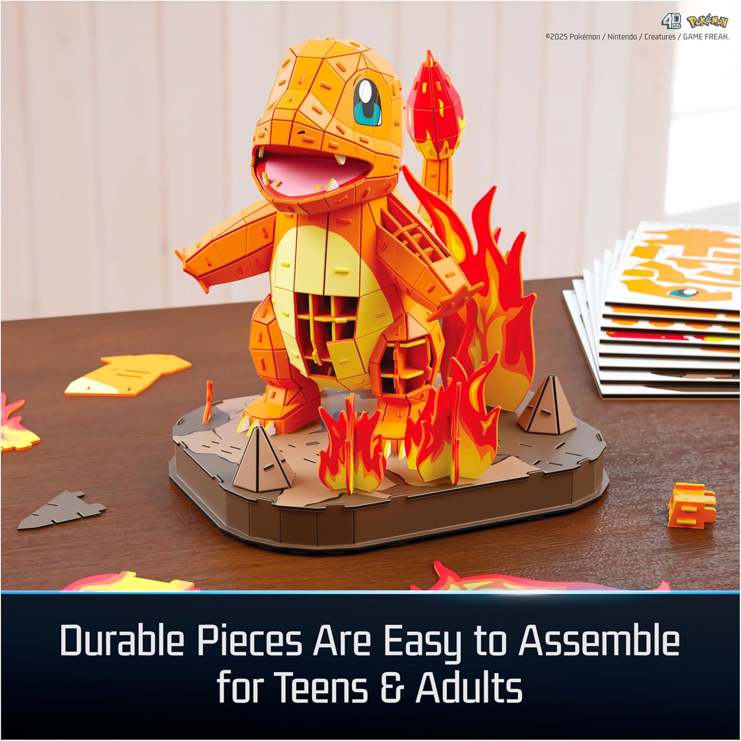 4D Build, Pokémon Charmander 3D Model Kit, Pokémon Figure, Kanto First Partner Collection, Desk Décor, 241 Pieces, Gift Ideas for Ages 12 & Up