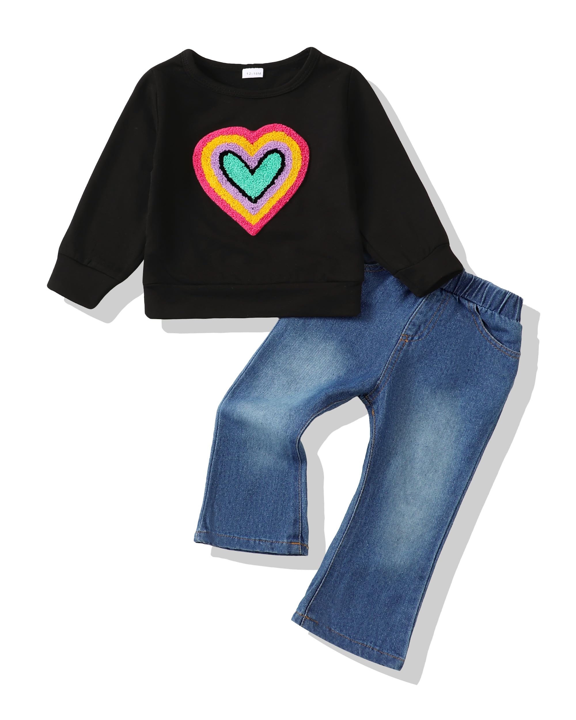 SODLON Baby Toddler Girl Clothes Sweatshirt Jeans Fall Winter Outfit 12M-5T