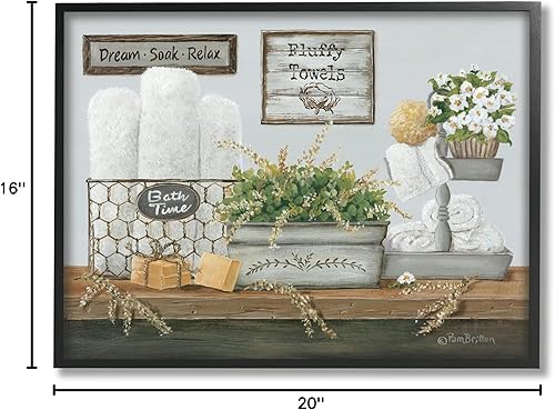 Miniatura 9 de Stupell Industries Country Washroom Counter Still Life - Toalla de baño con marco negro, 20 x 16, azul