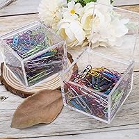 Vista 3 de Paquete de 2 organizadores pequeños de acrílico transparente con tapa para clips de papel, notas adhesivas, Qtip, bolas de algodón, soporte