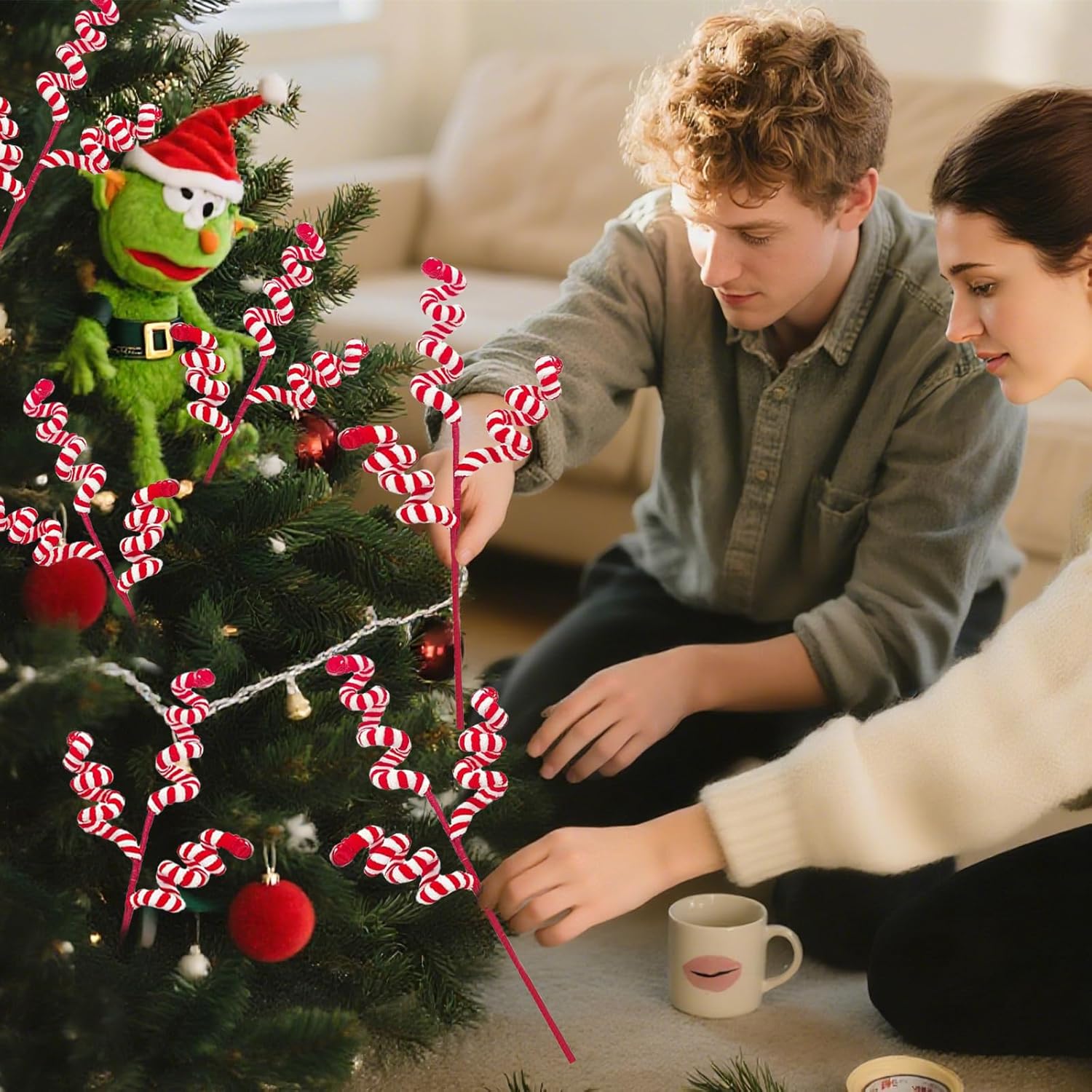 12 Pcs Candy Cane Christmas Decorations, 17 Inch Large Ornaments for Tree Picks, Tree Decorations, Red and White Ornaments, Big Tree Topper Filler - Image 3