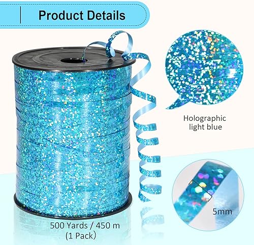 Miniatura 46 de Cinta rizadora morada – Cinta rizadora metálica brillante de 500 yardas para envolver regalos, globos, Halloween y fiestas de cumpleaños Cinta morada