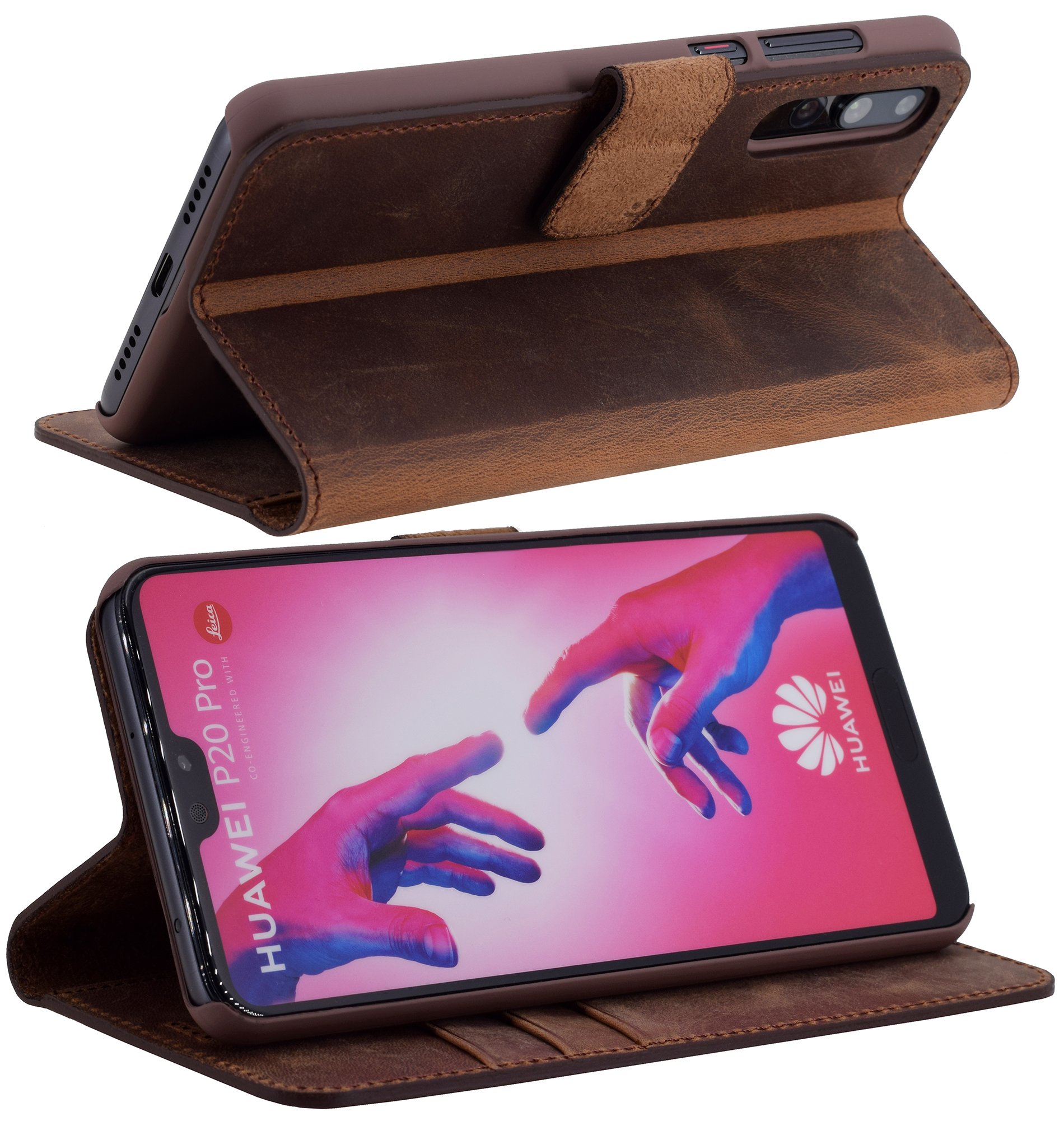 Custodia Huawei P40 Portafoglio in Pelle Nera | Cover Flip con Supporto